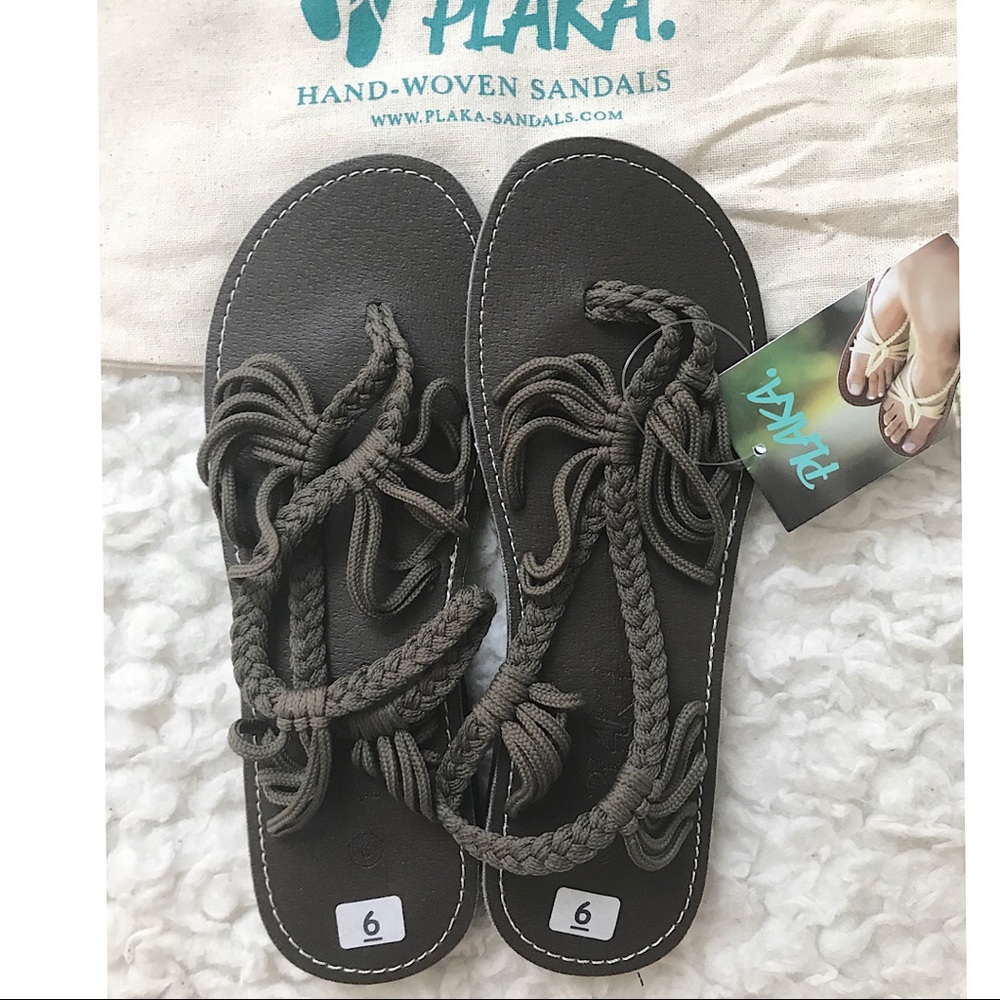 Plaka brown woven strappy sandals 7 flat summer - Picture 4 of 4